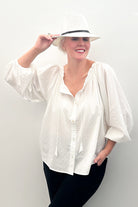 TIGERS IN PARIS - Drawcord Ruffle Blouse White - Magpie Style