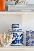 Blue and White Oval Jar - Magpie Style
