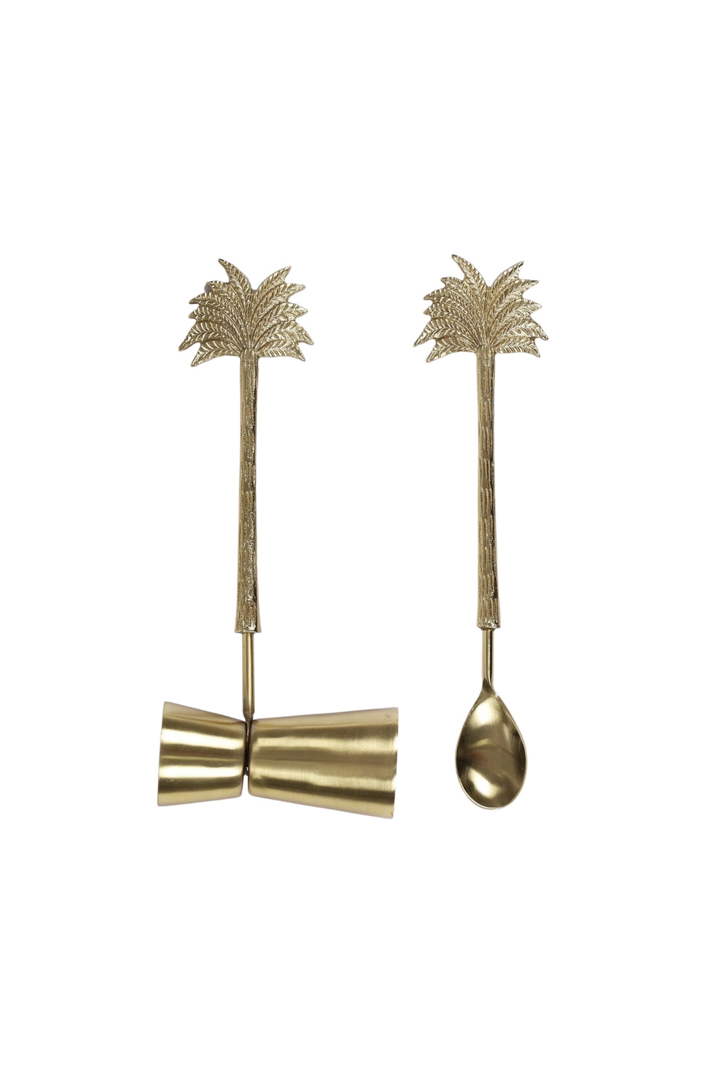 Gold Palm Cocktail Measure and Spoon Set