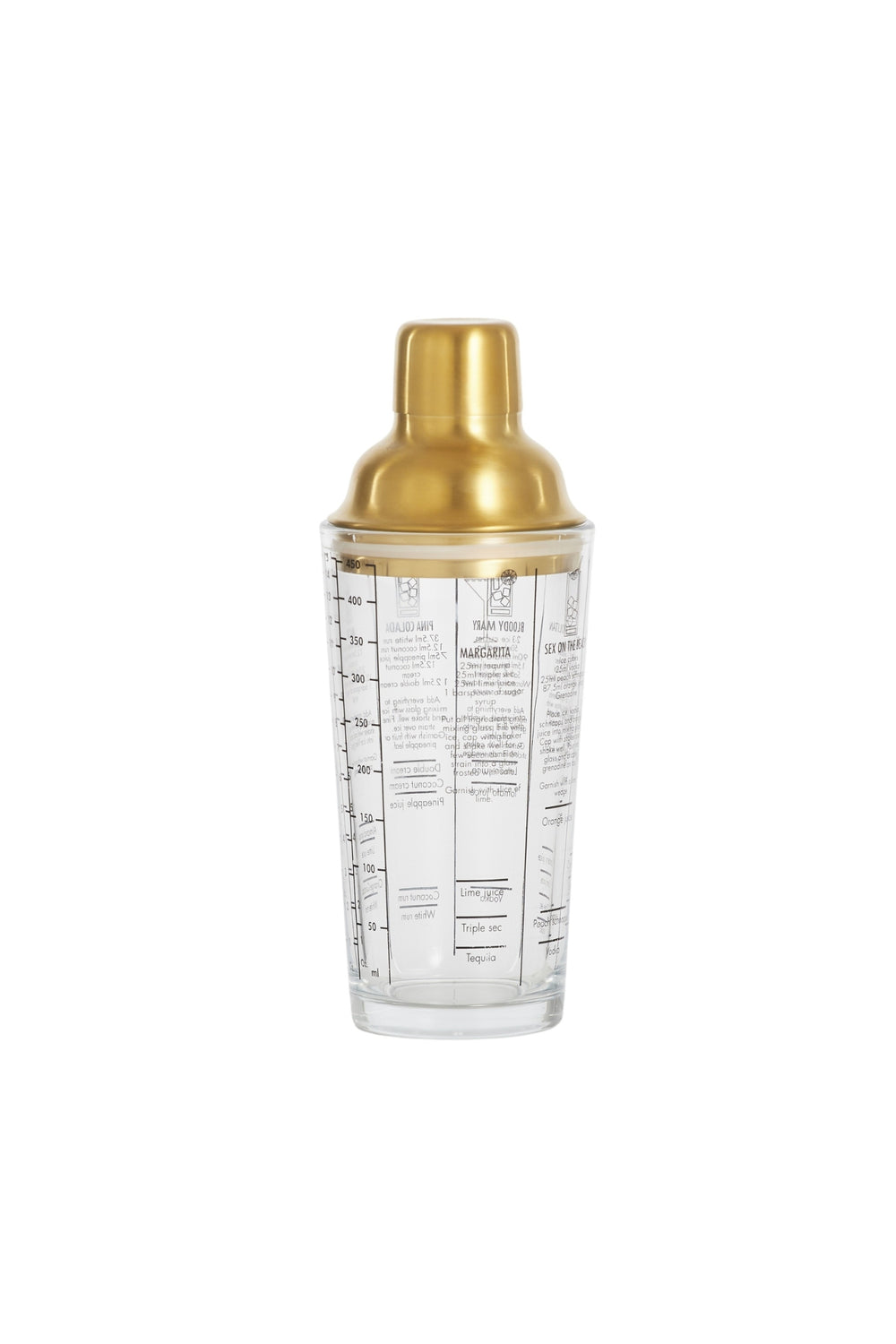 Gold Lid Recipe Glass Cocktail Shaker