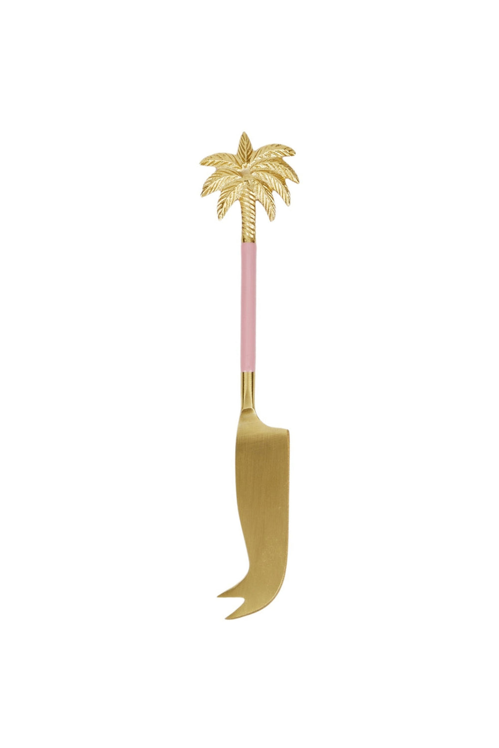 Gold Palm Pink Handle Cheese Knife