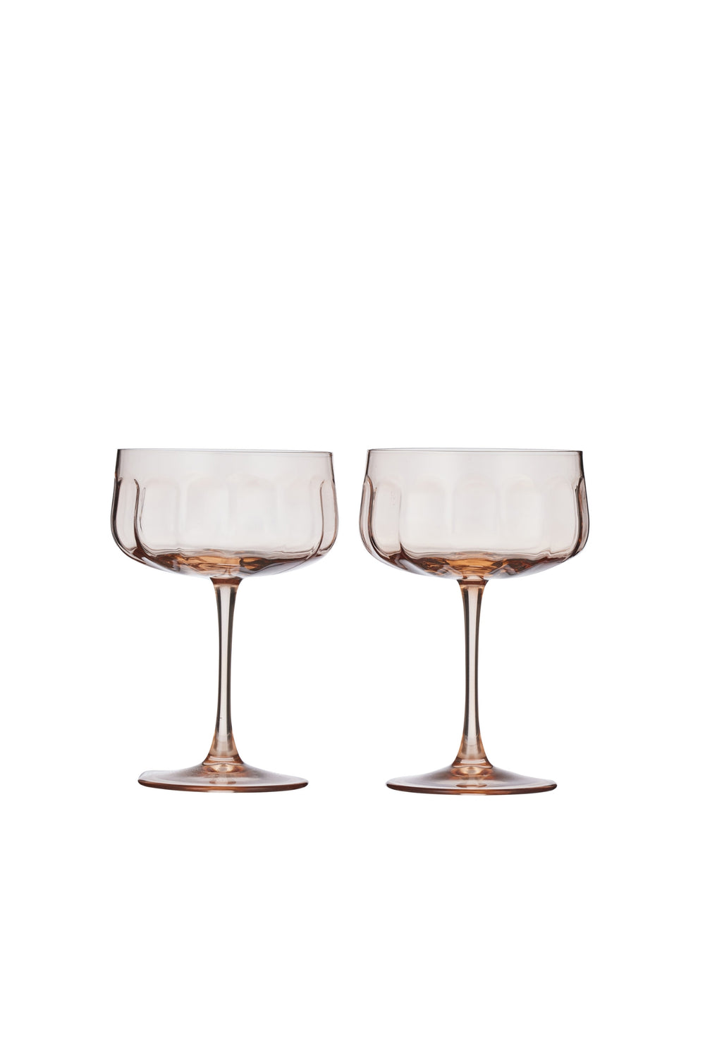 Blush Ribbed Coupe Glass Set