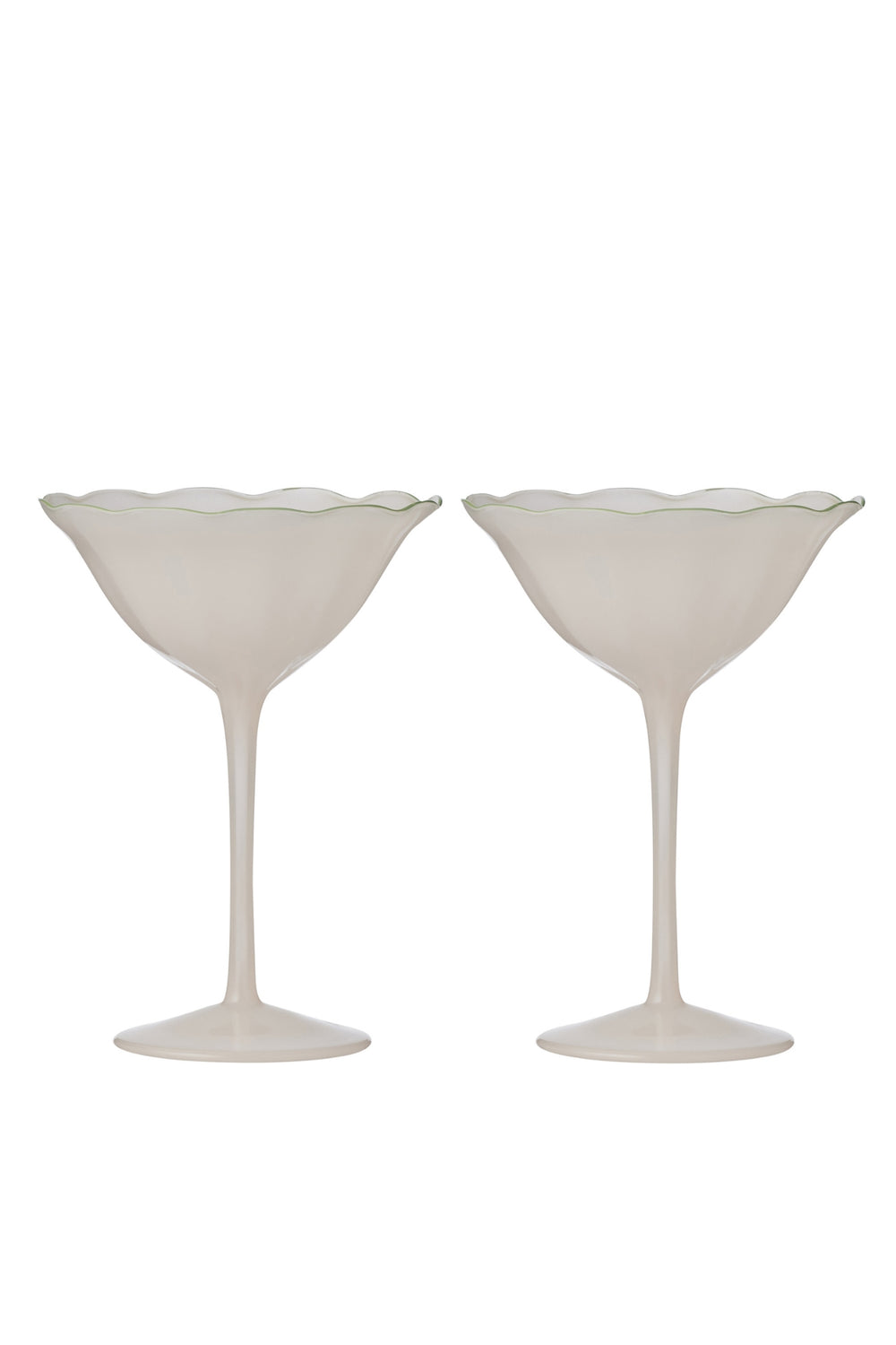 Ivory Scallop Rim Martini Glass Set