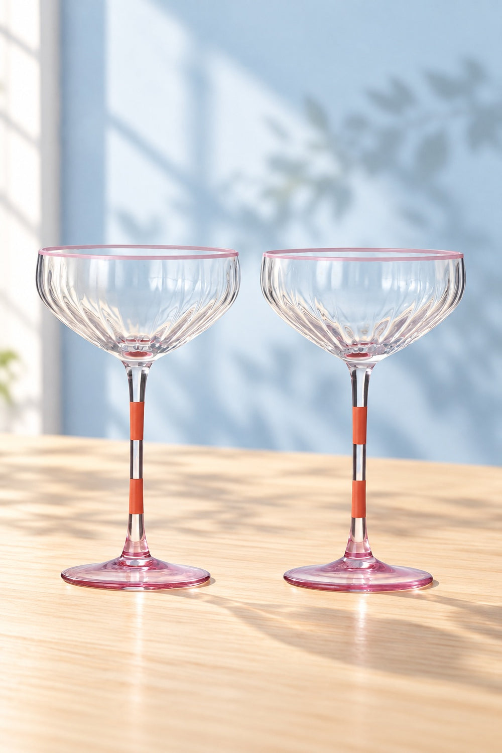 Blush Stripe Coupe Glass Set