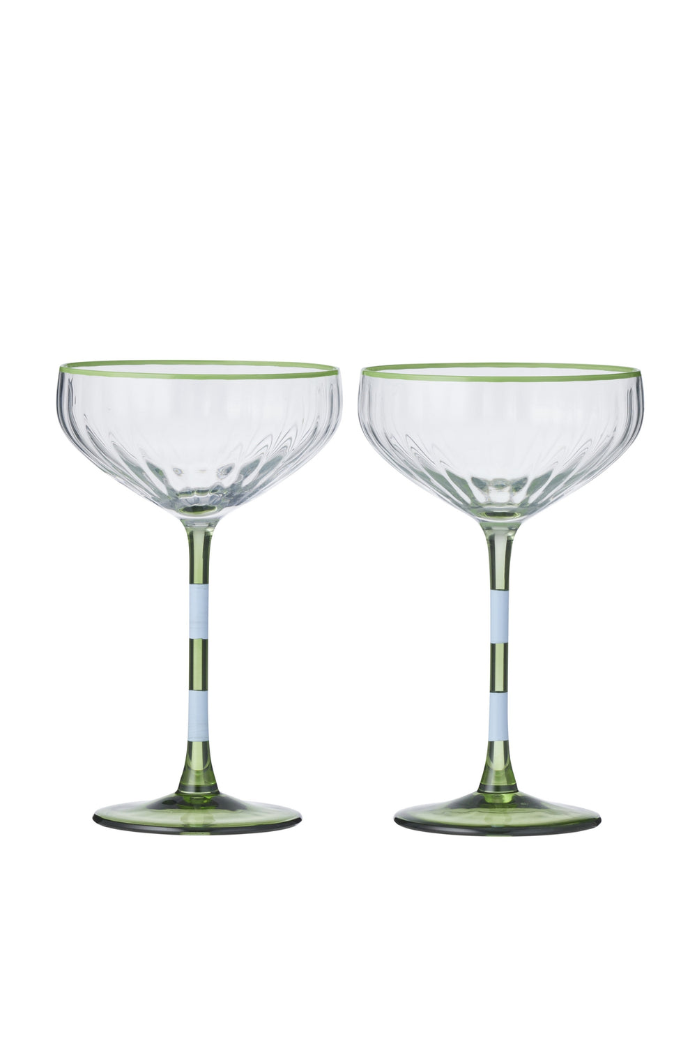 Green Stripe Coupe Glass Set