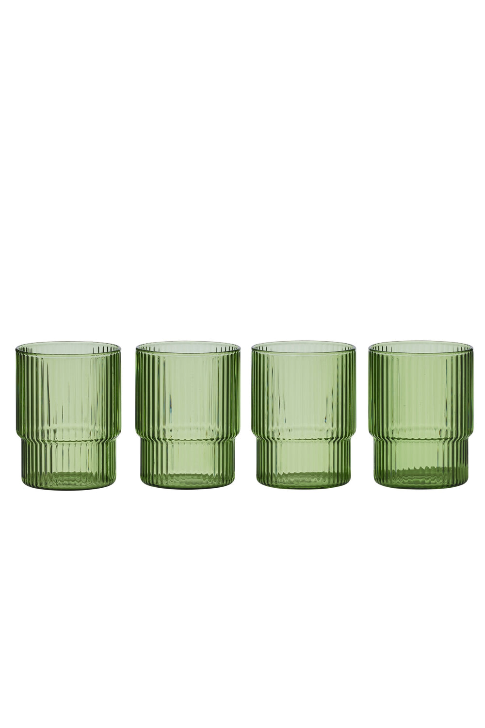 Green Ribbed Tumbler Glass Set
