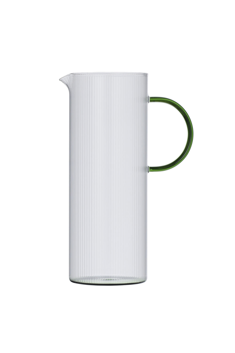 Ribbed Glass Jug with Green Handle