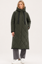 TIRELLI Diamond Quilt Puffer Coat - Steel - Magpie Style