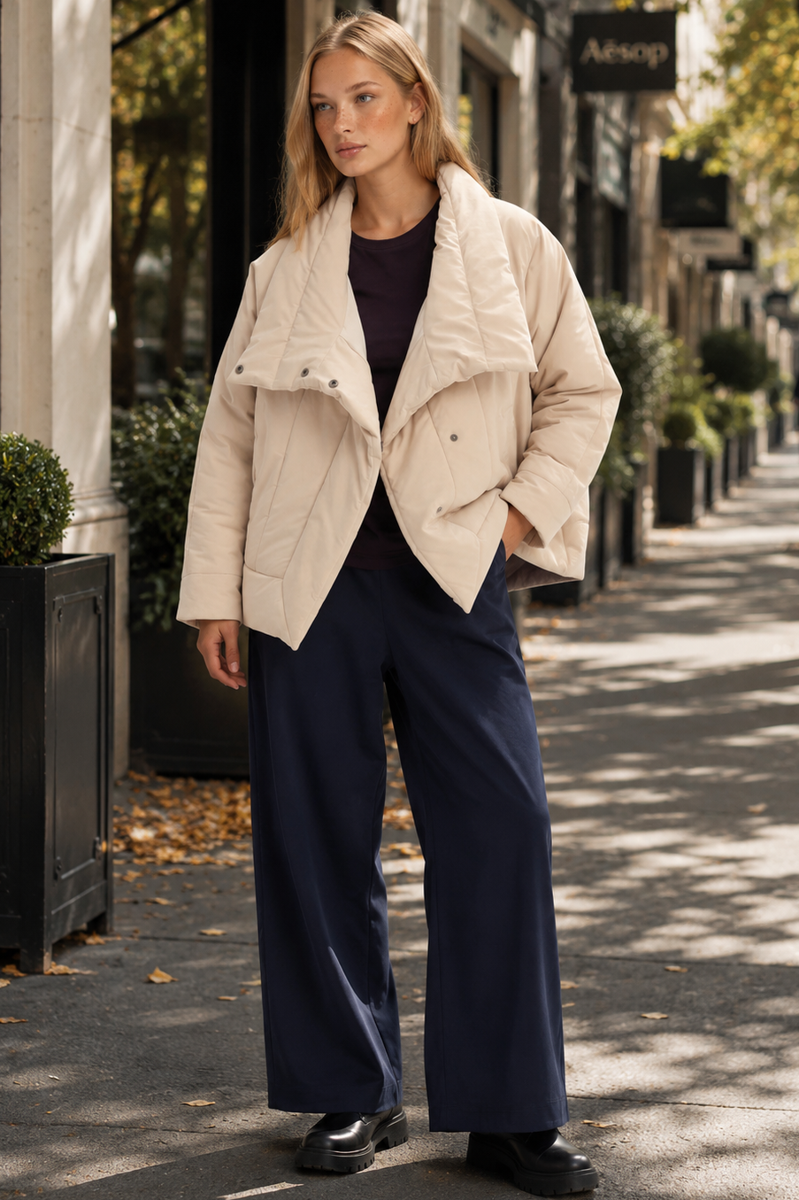 TIRELLI Wrap Front Puffer Jacket - Cream - Magpie Style