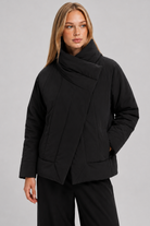 TIRELLI Wrap Front Puffer Jacket - Black - Magpie Style