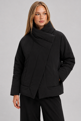 TIRELLI Wrap Front Puffer Jacket - Black