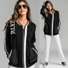 PAULA RYAN RELAXED Zip Front Printed Hoodie - Viscose Jersey - Black/White - Paula Ryan