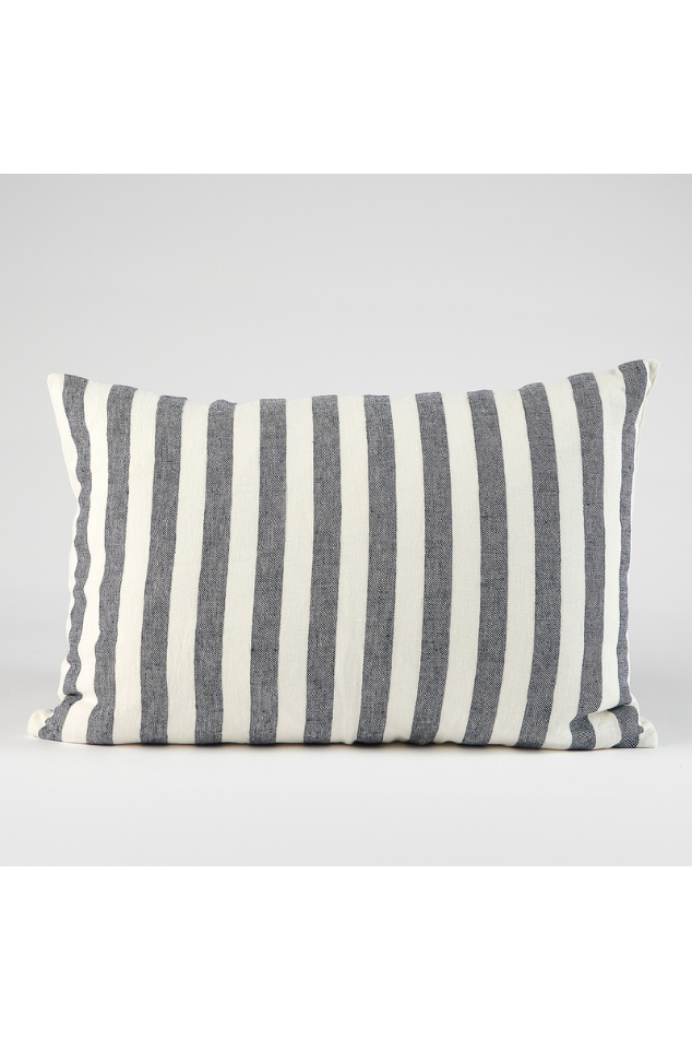 Santi Linen Cushion - Off White/Navy Stripe 40x60cm - Magpie Style