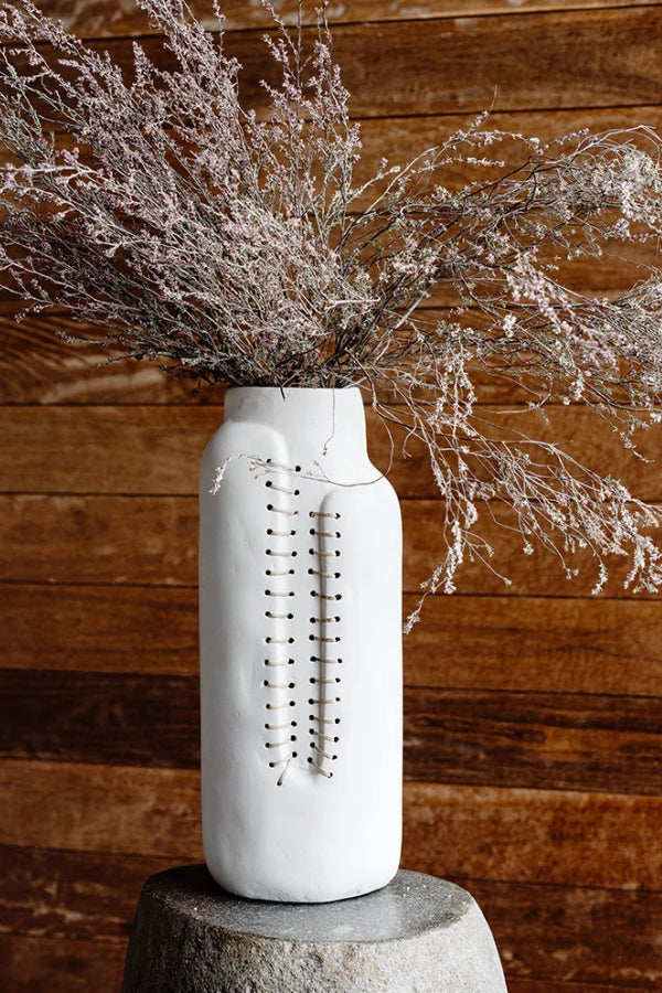 White Matt Threaded Vase - Magpie Style
