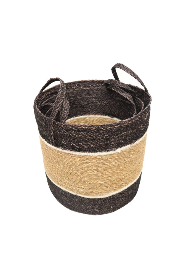 Seagrass Natural & Black Storage Basket - Small - Magpie Style