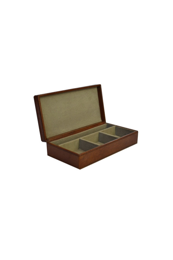 Leather Sectioned Jewel/Cufflink Box - Magpie Style