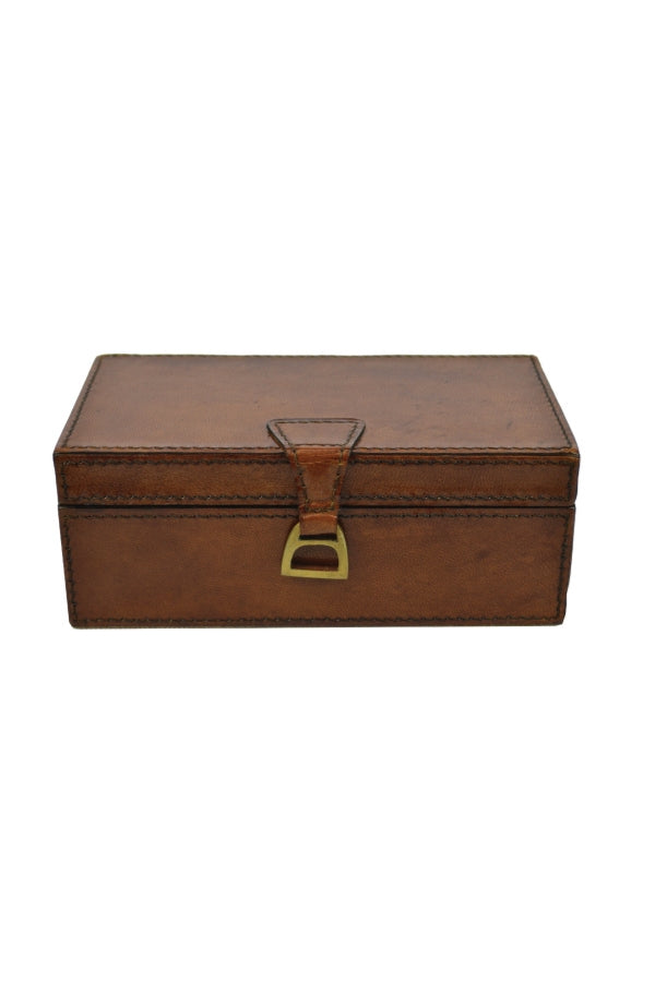 Rectangle Leather Box with Brass Stirrup - Magpie Style