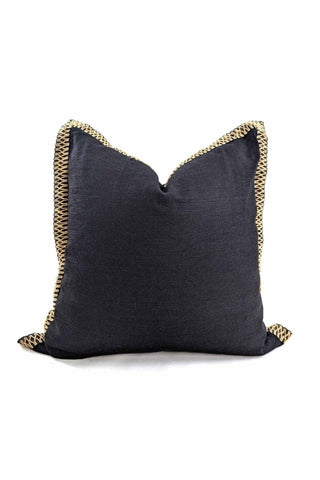 Black Cushion with Natural Trim
