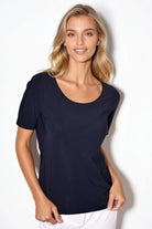 PAULA RYAN Scoop Neck Body Tee - Navy Microjersey - Paula Ryan