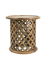 Mango Wood Carved Side Table Large