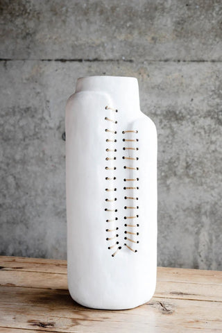 White Matt Threaded Vase