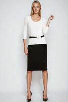 PAULA RYAN Slim Fit 3/4 Sleeve U Shape Neck Top - Eco Vero White - Paula Ryan