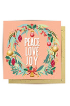 Peace Love Joy Wreath Christmas Card - Magpie Style