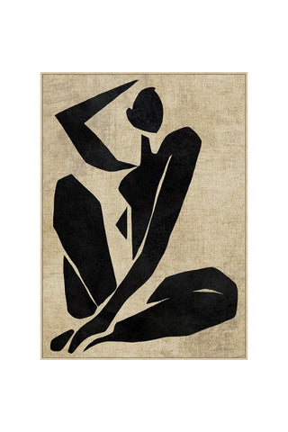 Block Print Nude Framed Canvas
