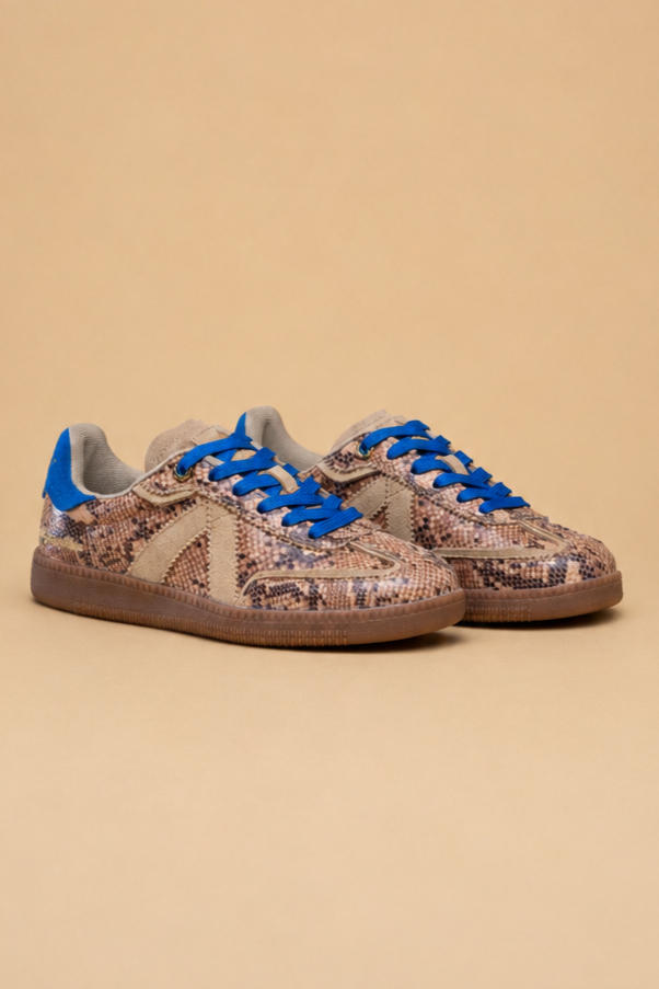ASFVLT Elite Classic Sneaker - Beige Snake/Blue