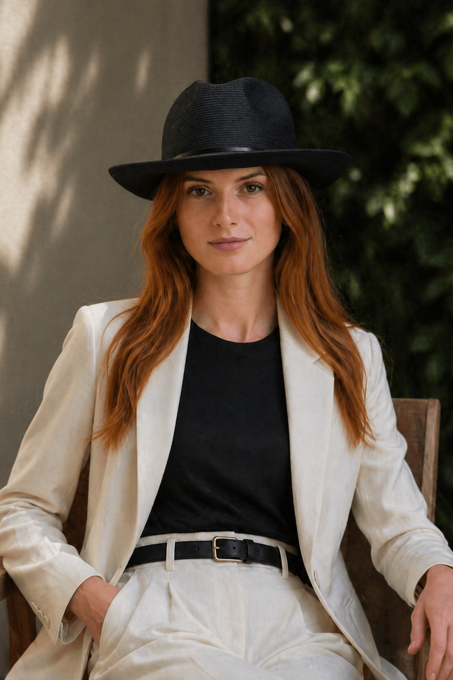 TRAVAUX EN COURS - Borsalino Hat Leather Hat- Black - Paula Ryan