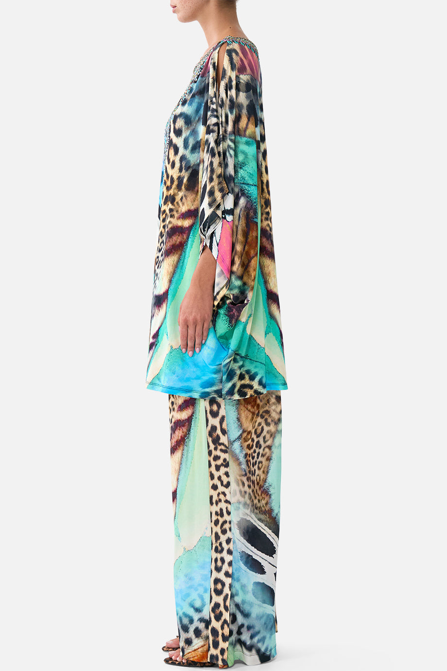CAMILLA Bat Sleeve Kaftan with Cold Shoulder - Butterfly Bohemia - view 4