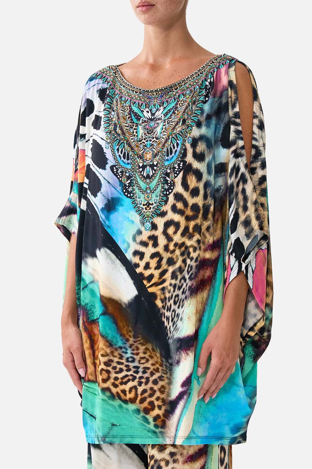 CAMILLA Bat Sleeve Kaftan with Cold Shoulder - Butterfly Bohemia - view 5