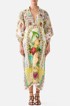 CAMILLA Deep V Neck Kaftan with Curved Seam - Painted Prayers - view 1