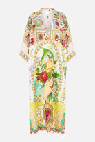 CAMILLA Deep V Neck Kaftan with Curved Seam - Painted Prayers - view 3