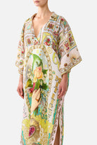 CAMILLA Deep V Neck Kaftan with Curved Seam - Painted Prayers - view 5