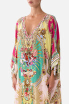 CAMILLA Tie Sleeve Short V Neck Kaftan - Painted Prayers - view 5
