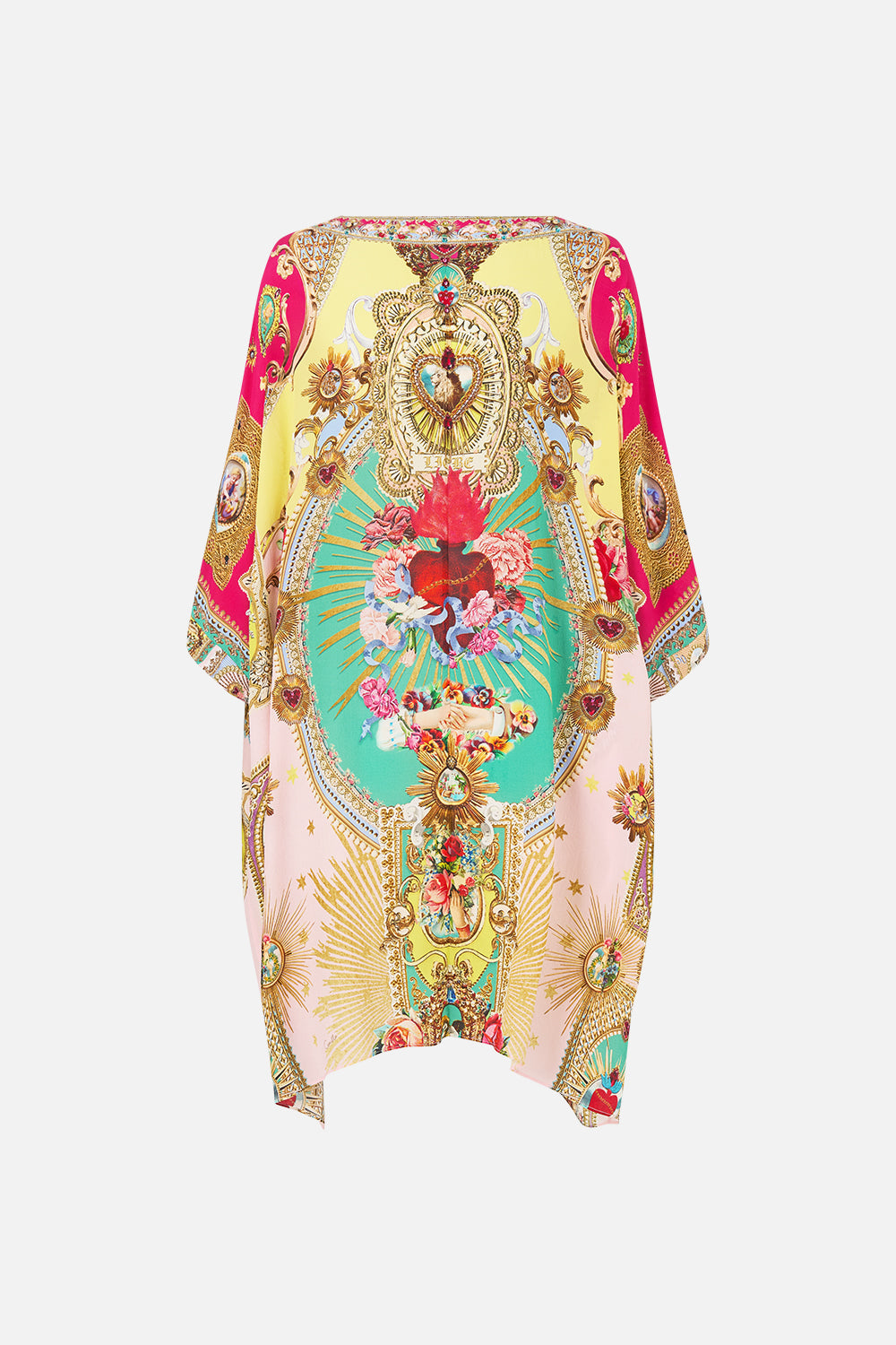 CAMILLA Tie Sleeve Short V Neck Kaftan - Painted Prayers - view 6