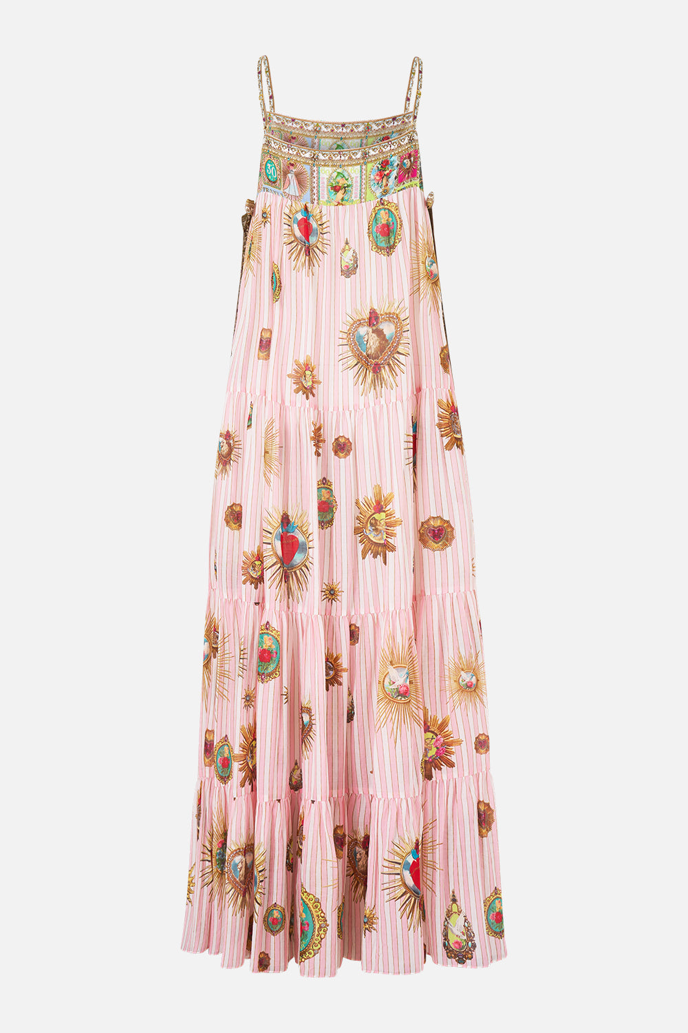 CAMILLA Long Tiered Dress with Bow Ties - Painted Prayers - view 6