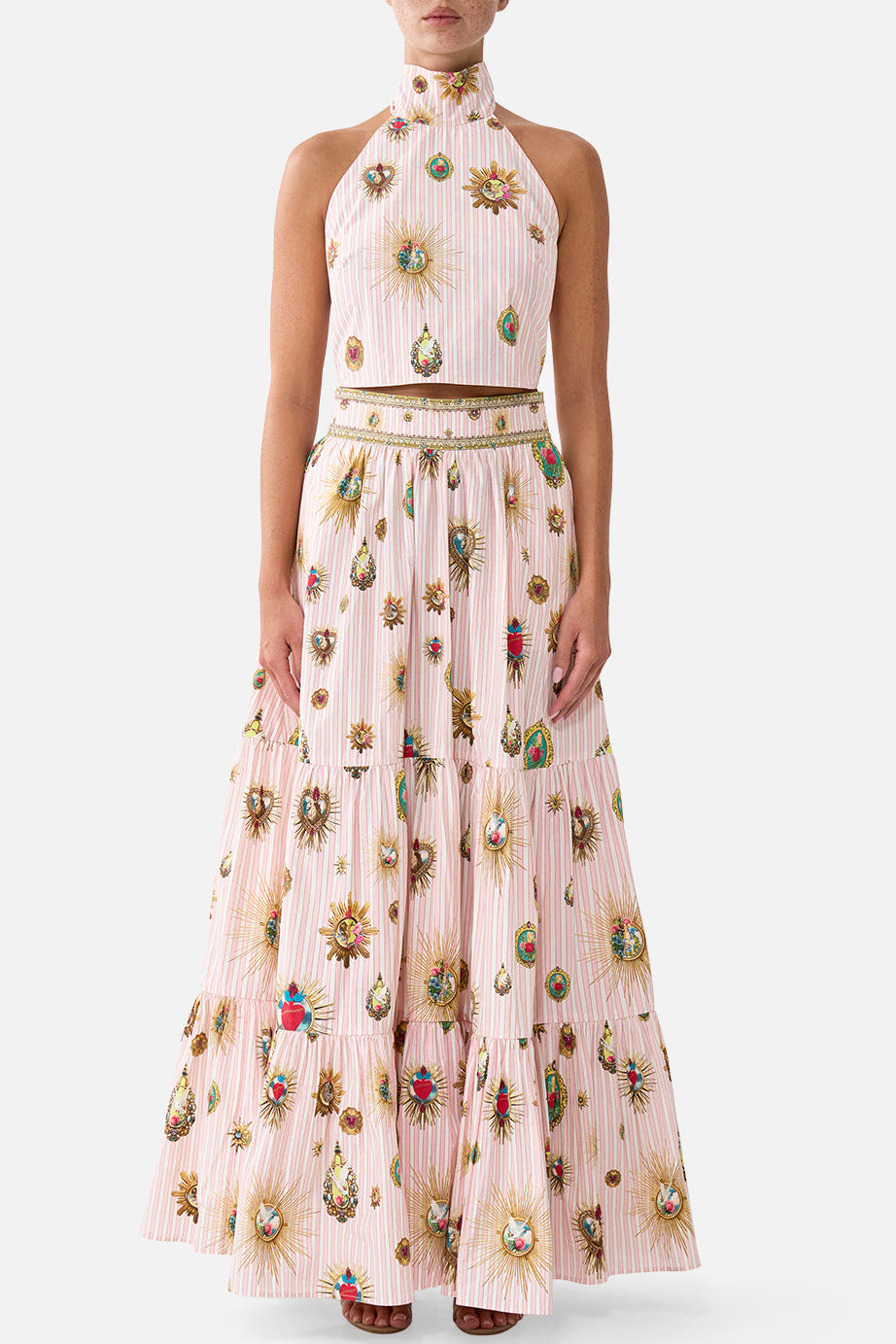 CAMILLA High Waisted Tiered Skirt - Painted Prayers - view 1