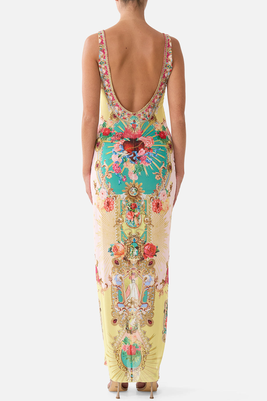 CAMILLA Square Neck Beach Maxi Dress with Low Back - Painted Prayers - view 2