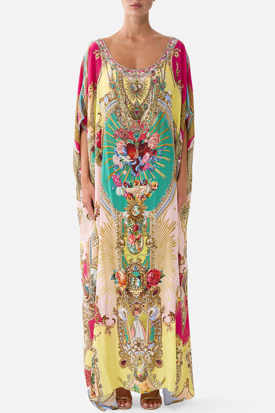CAMILLA Round Neck Kaftan - Painted Prayers - view 1