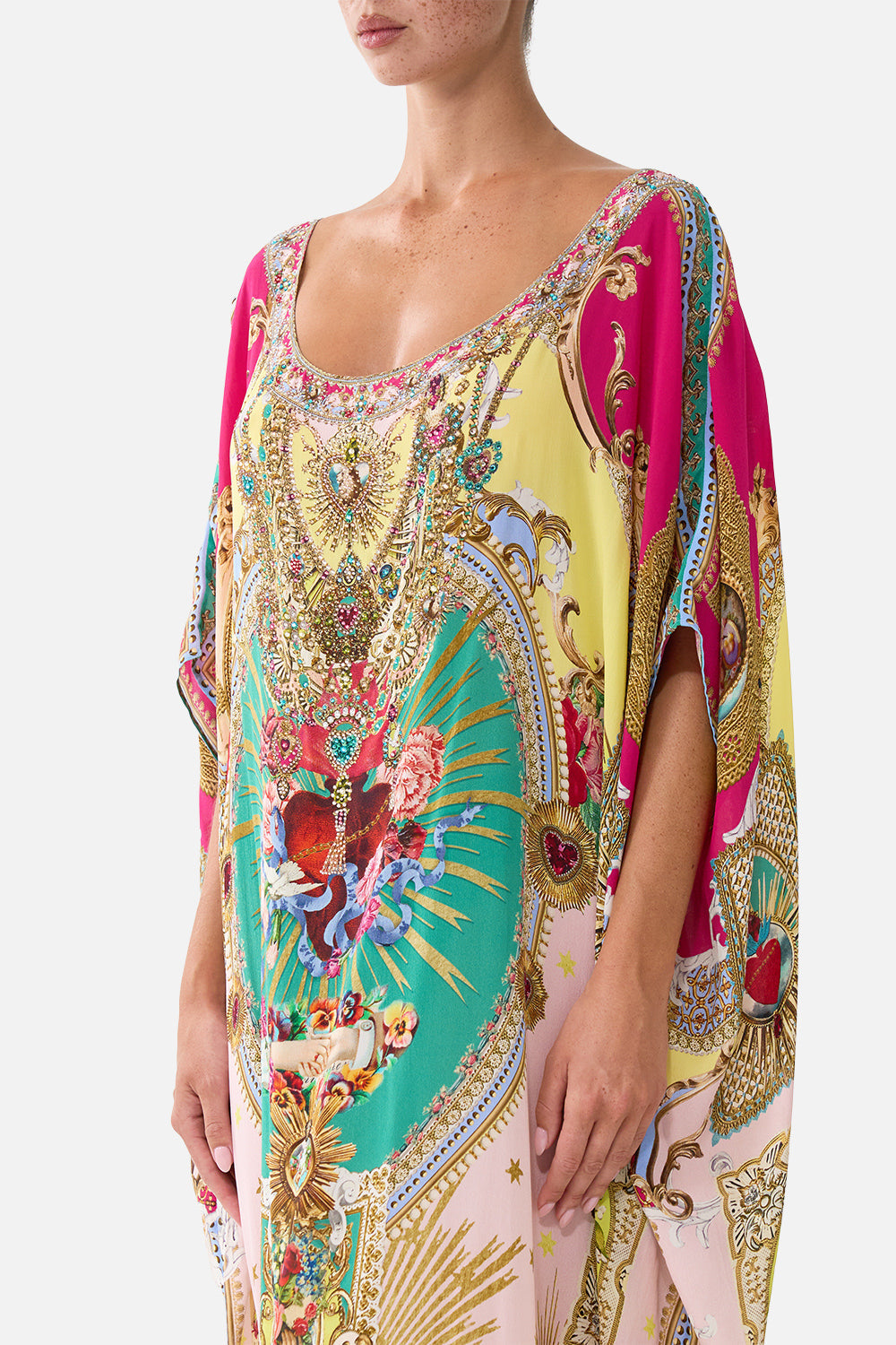 CAMILLA Round Neck Kaftan - Painted Prayers - view 5