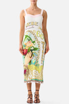 CAMILLA Form Fitted Midi Dress with Topstitching - Painted Prayers - view 1