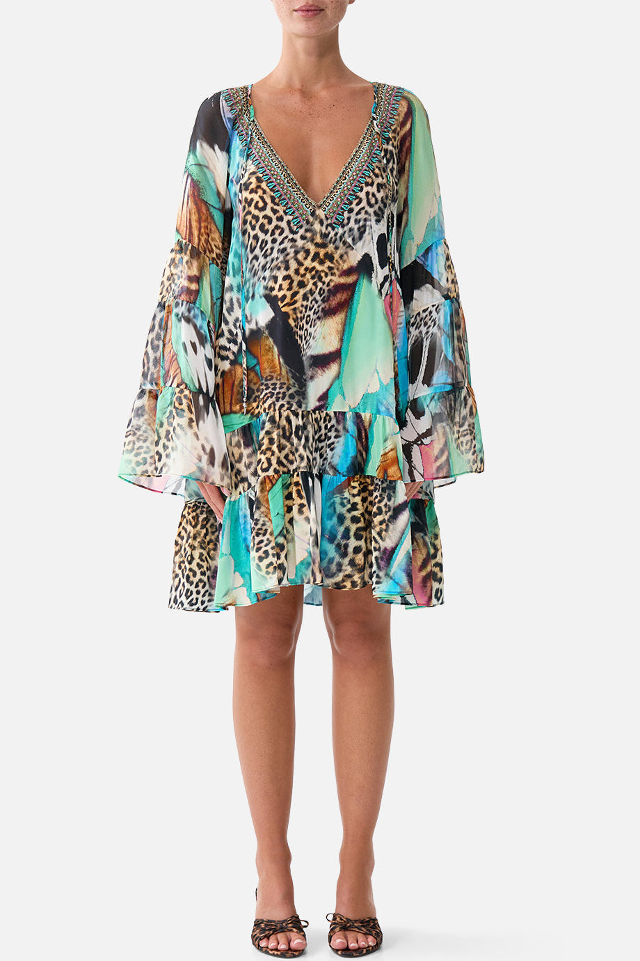 CAMILLA A-Line Gathered Panel Dress - Butterfly Bohemia - view 1