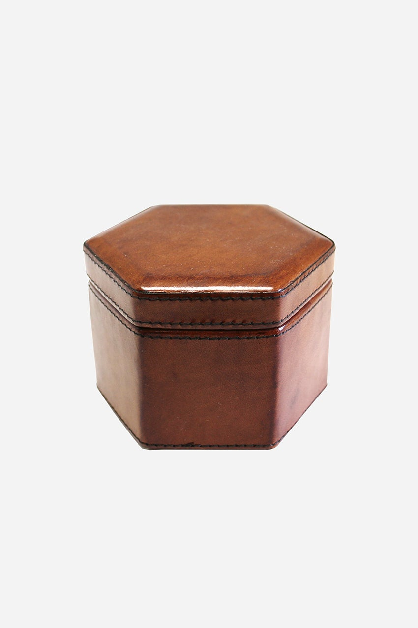 Leather Hexagonal Box - Tan