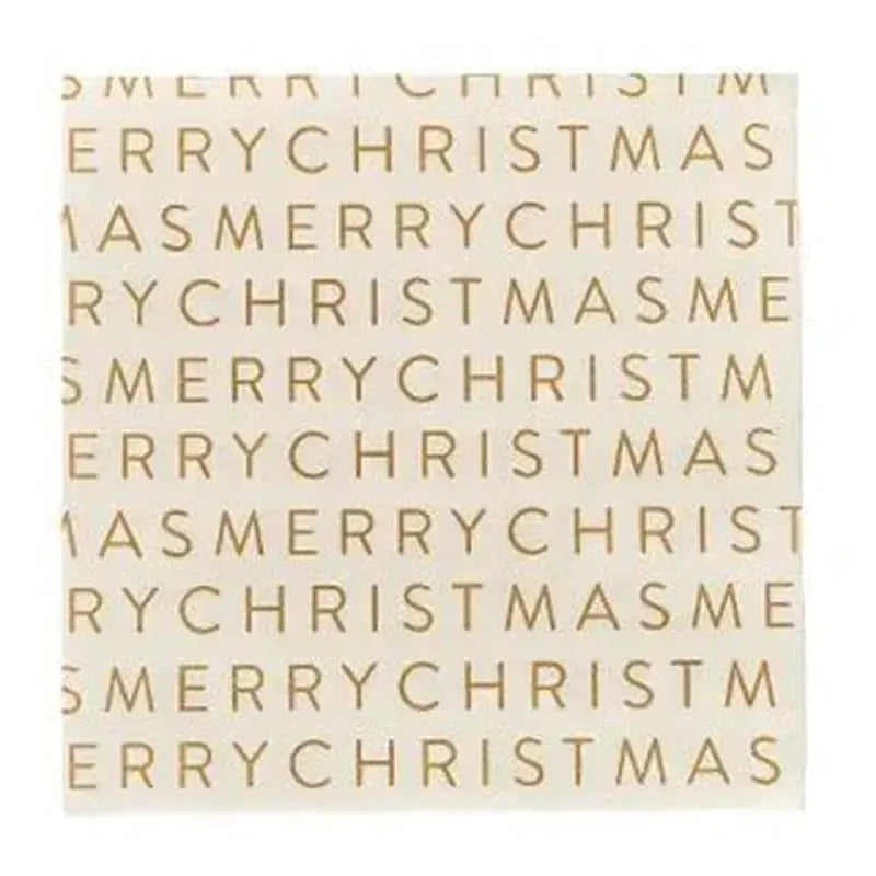 Merry Paper Napkins - White and Gold
