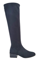 PAULA RYAN Croc-print Heel Stretch Knee High Boot - Navy - Paula Ryan