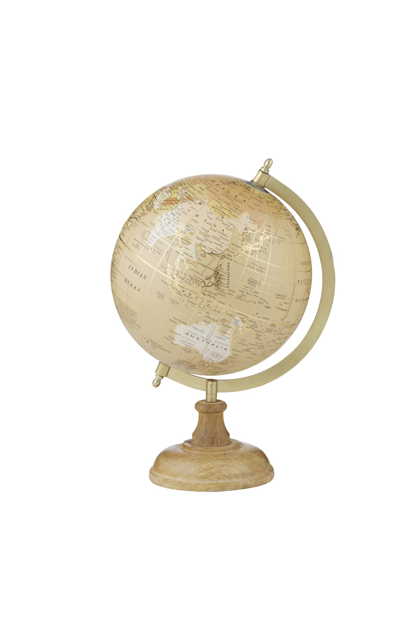 Cream World Globe on Timber Stand - preserved original photo