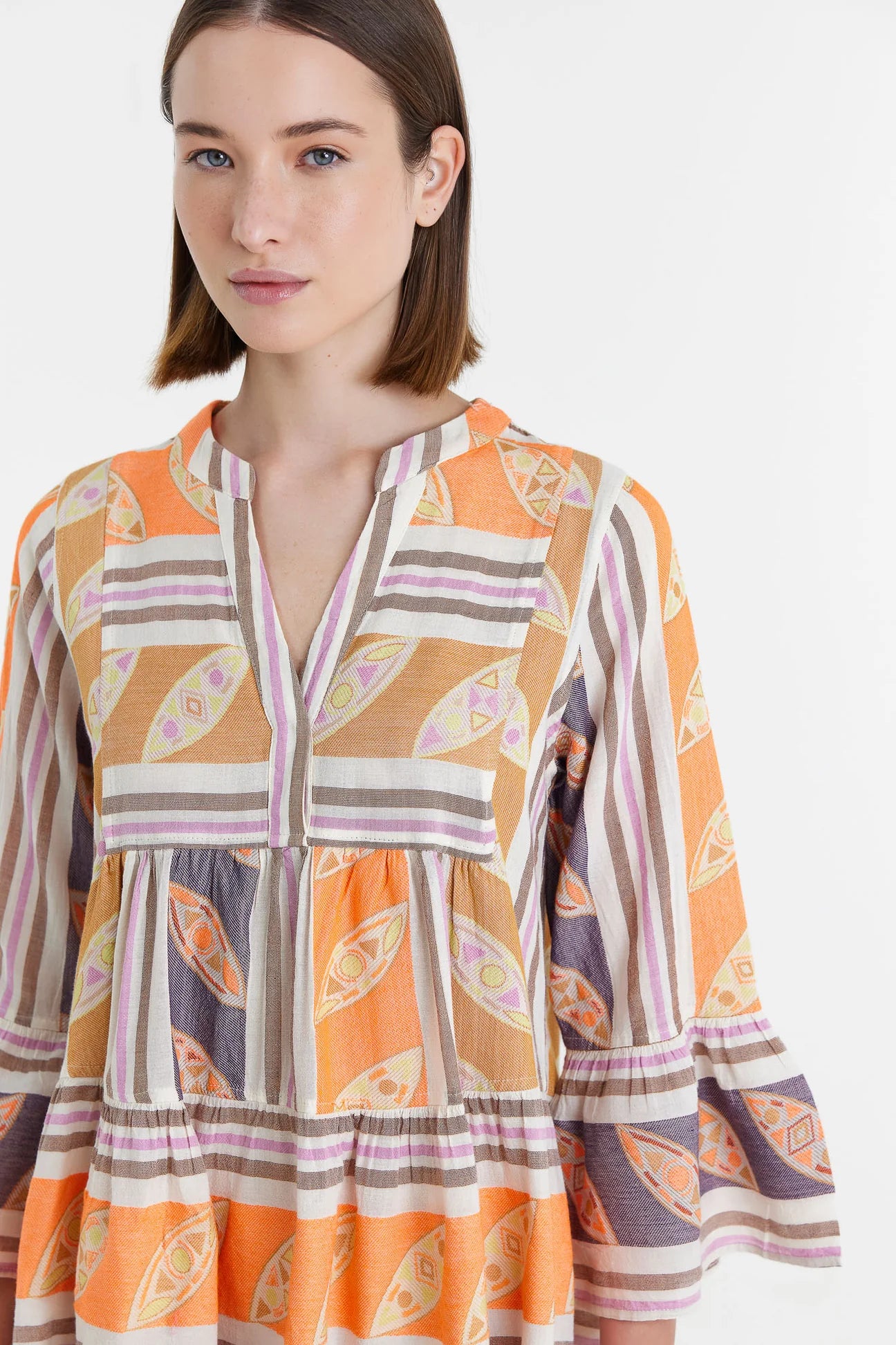 DEVOTION TWINS - Hermosa Short Dress Orange/Lilac - Magpie Style