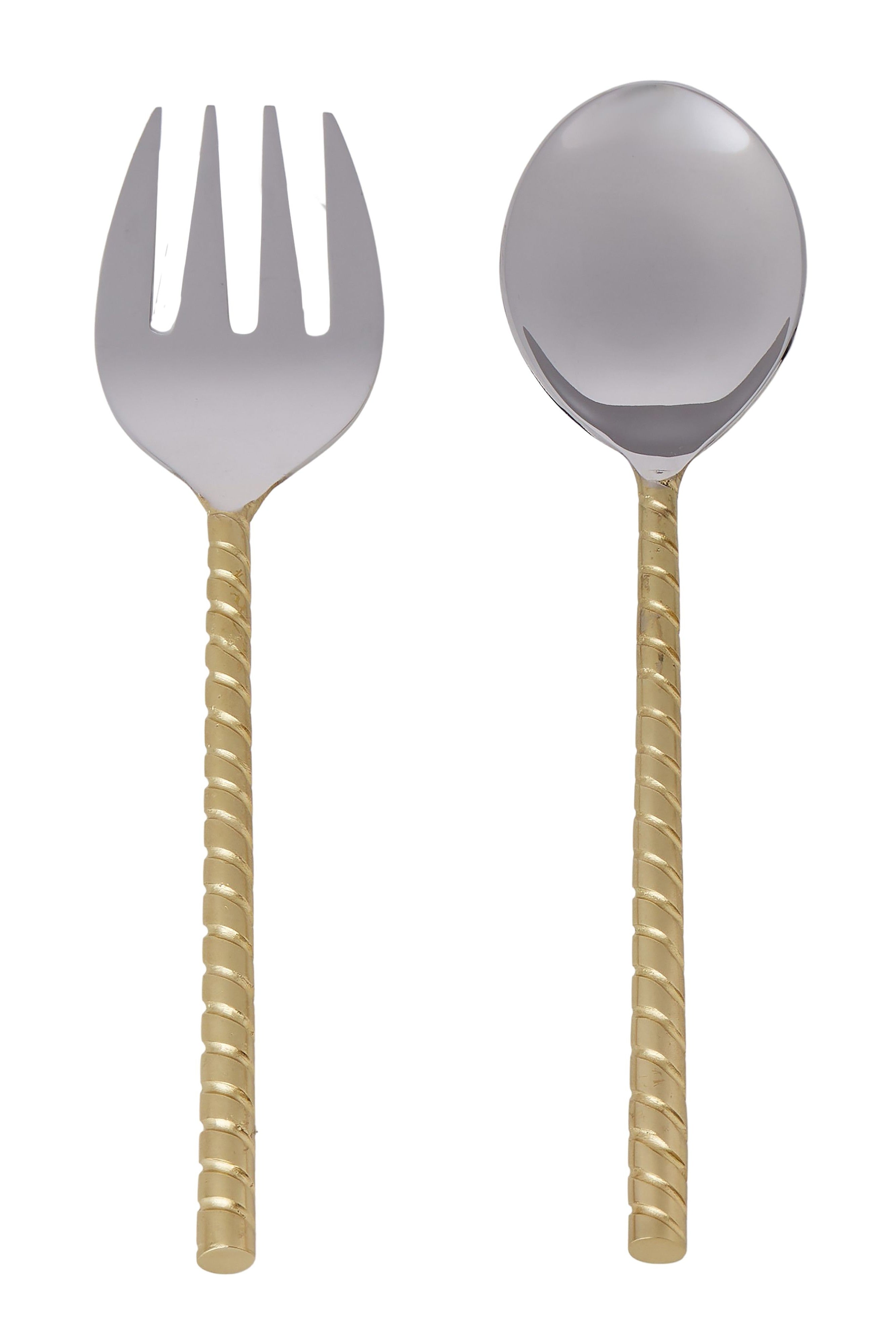 Twisted Gold Salad Servers - Magpie Style
